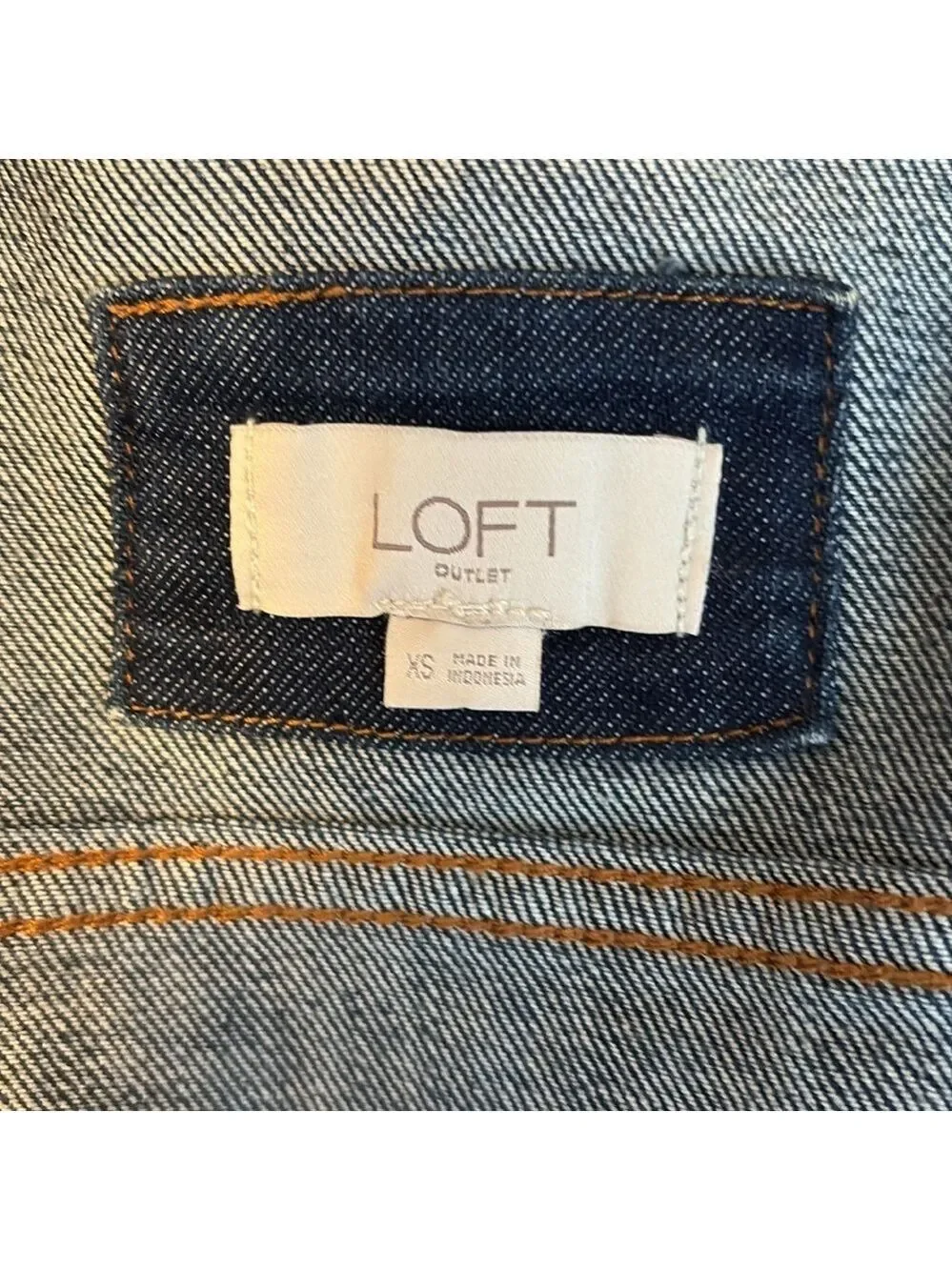 LOFT Jean Jacket Cropped Tailored Medium Wash Blue Size XS